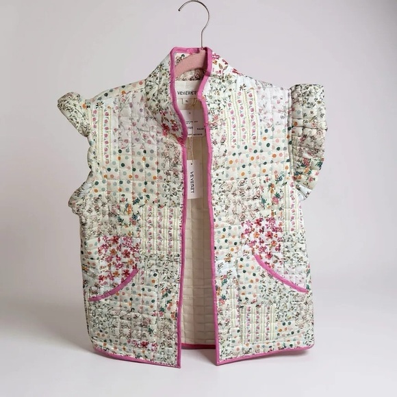 Jackets & Blazers - Ruffle Floral Quilted Vest